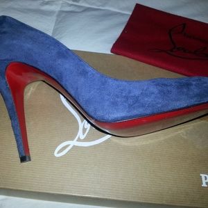 Brand new, never worn blue suede Louboutins